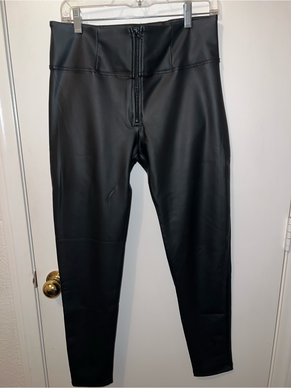 Freddy Black Faux Leather Zip-Front Leggings